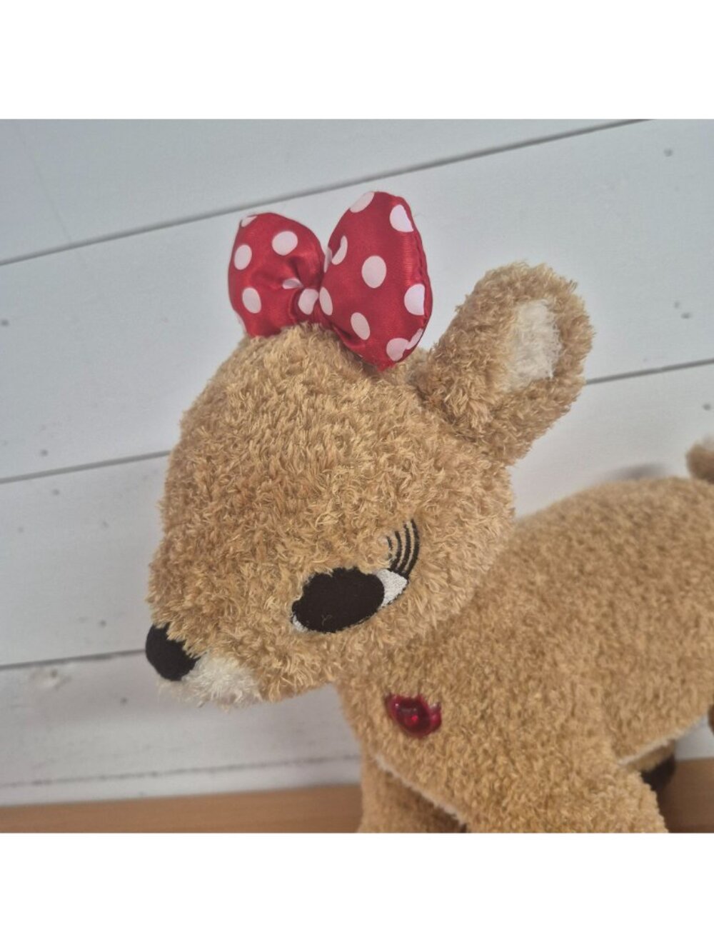 Build-A-Bear Plush Deer With Red Polka Dot Bow & Heart Gem 14" Soft Stuffed Toy - Picture 3 of 8